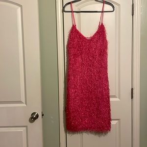 Hot Pink, mini, fringe dress